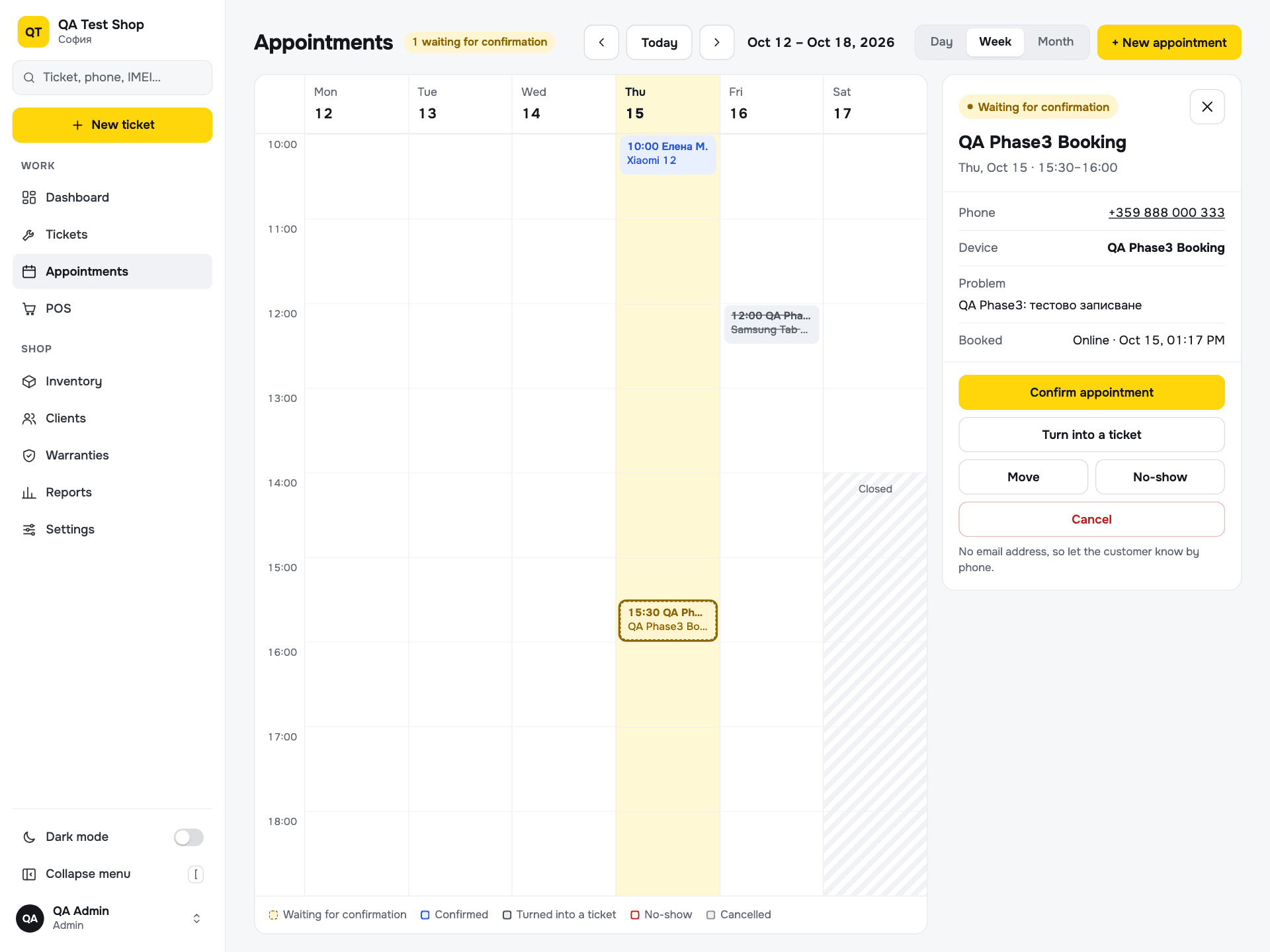 Appointments - Calendar with online booking requests