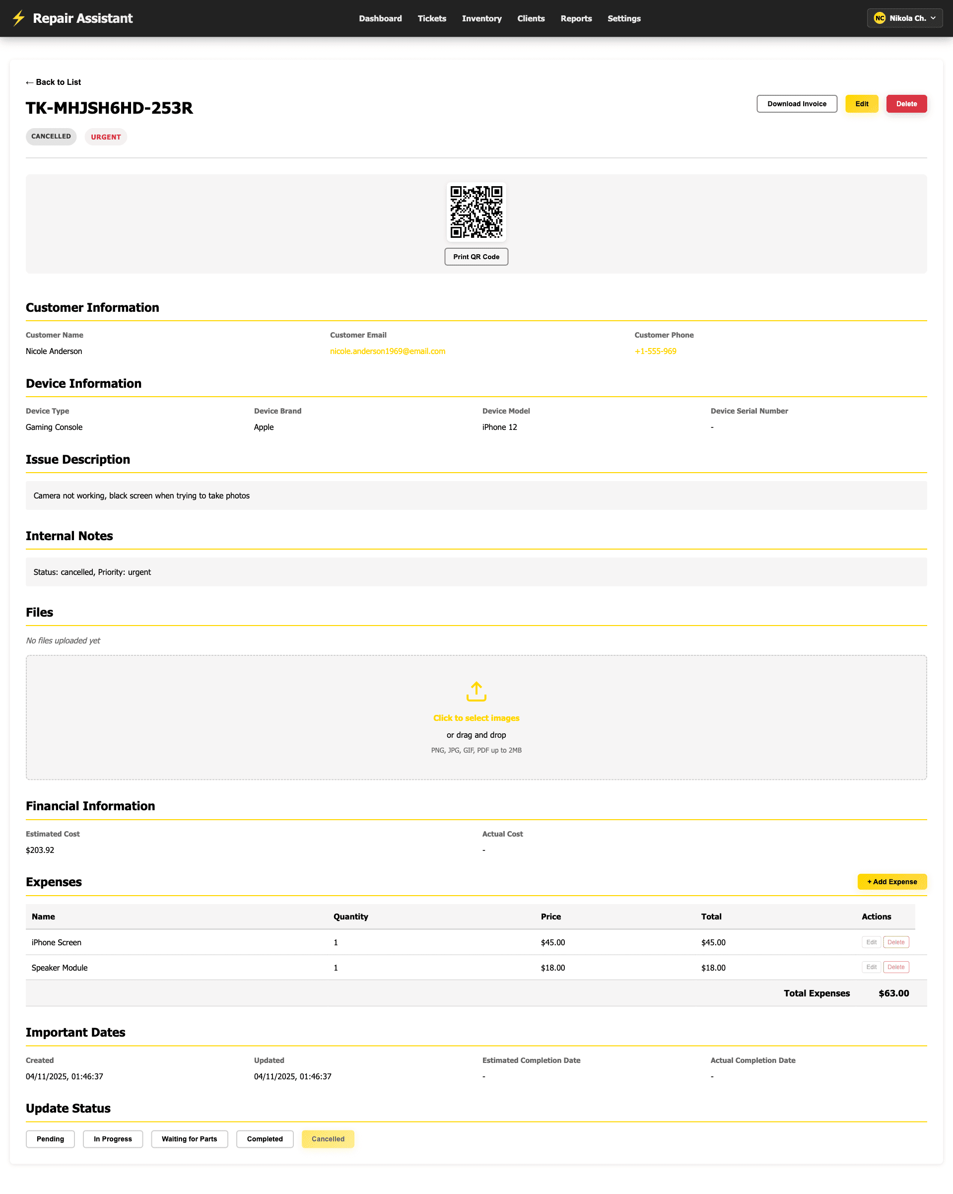 Ticket Details - Comprehensive ticket information