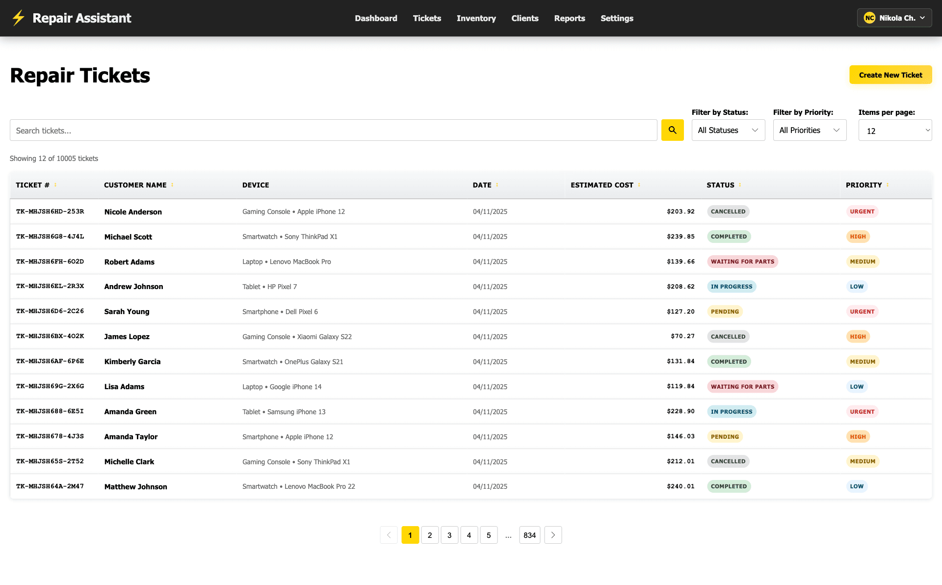 Repair Tickets - Manage all your repair tickets